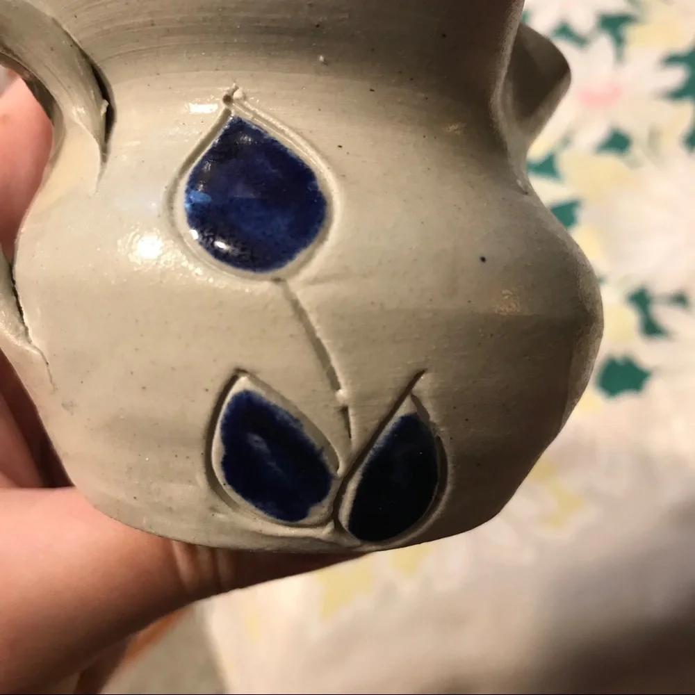 Williamsburg Pottery Creamer Clay Blue farmhouse taupe pitcher